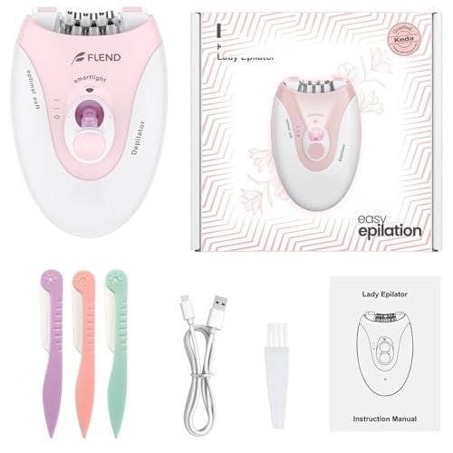 Smooth Glide Epilator for Women – 2 Speeds, 36 Tweezers, LED Light & Massage Pad, Rechargeable Facial Hair Removal Device for Bikini, Arms, Legs, and Face Avelisse