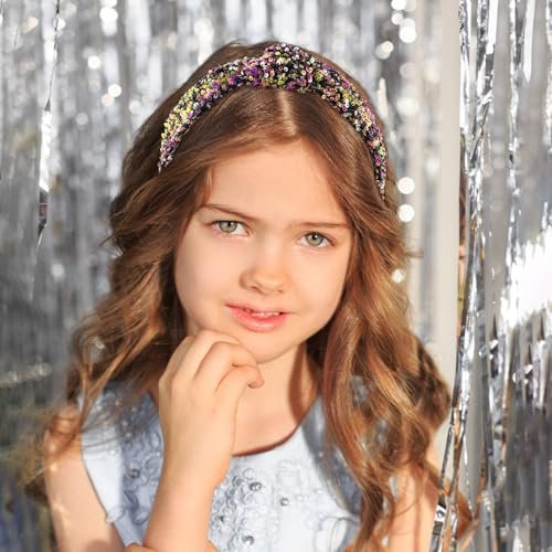 Tihebax 6-Pack Knotted Glitter Sequins Headbands for Women & Girls - Sparkly Top Knot Hairbands in Pink, Blue, Purple, Black, White, Colorful - Perfect for Back to School & Daily Outfits Avelisse