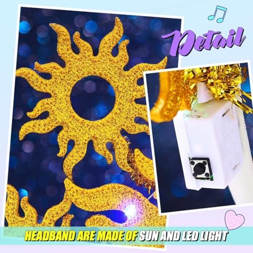 JEAIRTS Light Up Sun Headband Gold Goddess Crown Costume Hair Accessories for Women - görsel 12