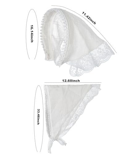 SL Sursarbelor 2-Pack Bandana Hair Scarf Headband for Women - White and Apricot Lace Triangle Hair Scarves, Cute Head Accessories Avelisse