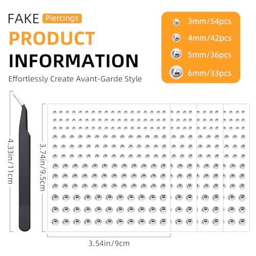 OLLBIT 660PCS Face Gems, Silver Fake Piercings, Self-Adhesive Stick On Face Stickers, DIY Rave Accessories, Punk Y2K Makeup for Women Men - görsel 14