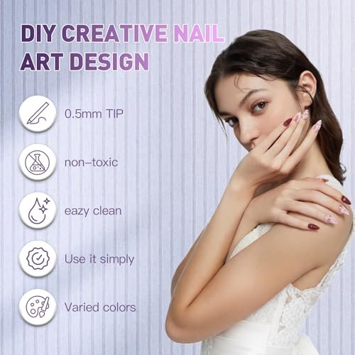 BONTOP 24 Color Nail Art Pens - DIY Nail Art Markers, Waterproof & Quick-Drying Acrylic Drawing Pens for Graffiti, Dotting, and Liner Designs Avelisse