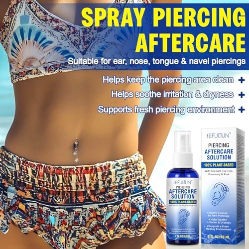 Piercing Aftercare Spray – Saline Solution for Ear, Belly & Nose Piercings, 2 Fl Oz - görsel 18