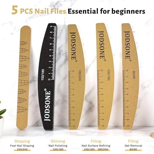 JODSONE Nail File and Buffer Set 5PCS - Double Sided Emery Boards 80/240 Grit, Reusable Nail Shine Polishing Sticks for Home Salon - görsel 14