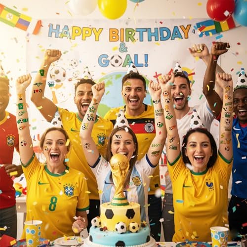100+ Soccer Temporary Tattoos – Glitter Precut Stickers for World Cup Party Favors, Birthday Decor, Sports Themed Gifts for Boys Girls School Reward - görsel 14