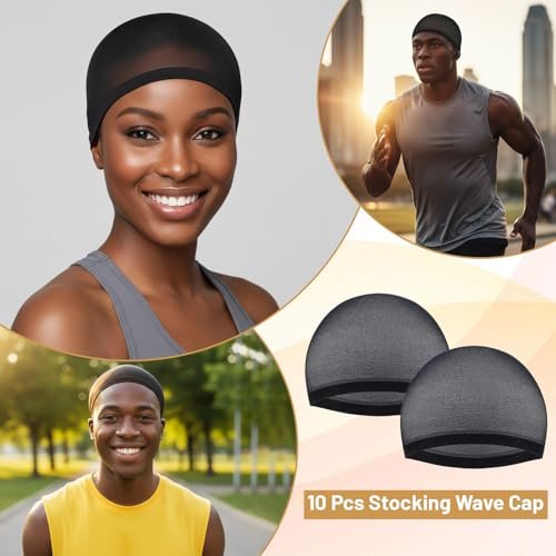 10-Pack Wave Caps for Men & Women – Stretchy Wig Cap, Lightweight Beanie for Quick Waves, Comfortable Black Hairnet - görsel 14