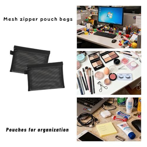 Astero 10 Pcs Black Zipper Pouches – 7.48"×5.51" Small Ripstop Storage Bags, Lightweight Travel Organizers for Makeup, Cables, Toiletries and Everyday Essentials - görsel 10
