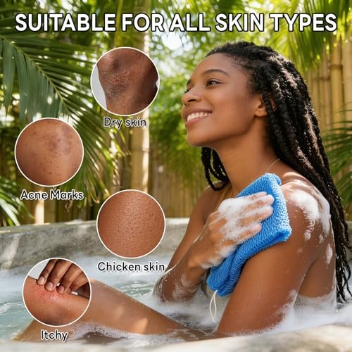 5 Pack African Net Sponge Authentic with Knots - Nylon Exfoliating Body Scrubber for Shower, Quick Dry Deep Exfoliation for All Skin Types - görsel 14