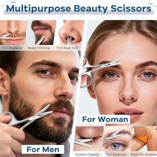 Hdama Nose Hair Scissors – Stainless Steel Small Safety Blunt Tip Scissors for Men Women Grooming Facial, Ear, Eyebrow, Mustache & Beard - görsel 12