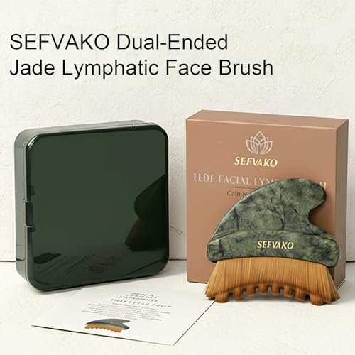 SEFVAKO Lymphatic Contour Face Brush – Dual-Ended Dry Brush with Cool-Touch Jade Gua Sha Edge, Ultra-Soft 0.075mm Bristles for Lymphatic Drainage, Sculpting & Relaxation - görsel 16