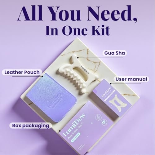 LumiDew Ceramic Guasha Tool for Face & Body - Lymphatic Drainage Massager, Face Sculpting Tool, Jawline Shaper & Double Chin Reducer - Self Care Gifts Avelisse