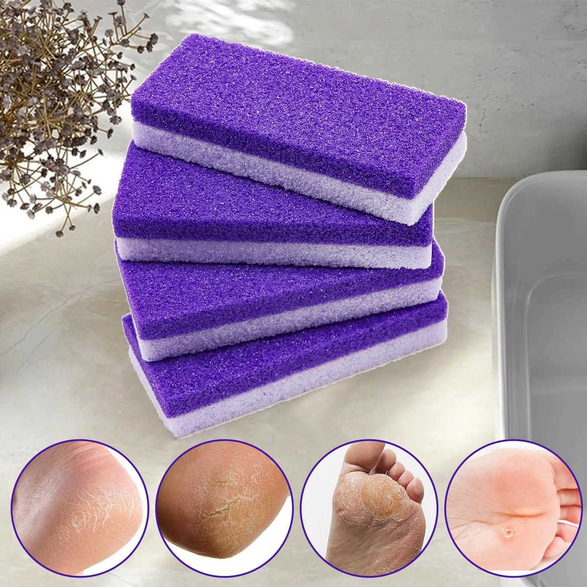 Uncle Yang Pumice Stone for Feet 4 Pack - Double Sided Pedicure Tools for Callus Removal and Dead Skin - görsel 14