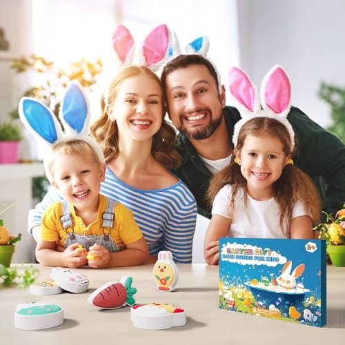 Easter Bath Bombs for Kids - 6 Pack Bunny, Chicken & Egg Shapes - Gentle, Handmade Fizz Balls for Easter Basket Stuffers, Party Favors Avelisse
