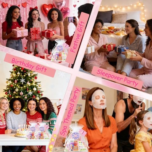 96 PCS Spa Party Supplies for Women - Ultimate Spa Favors Gift Set with Face Masks, Hand Cream, Lip Balm, Under Eye Patches, Foot Bombs & More - Pink Sleepover Birthday Kit Avelisse