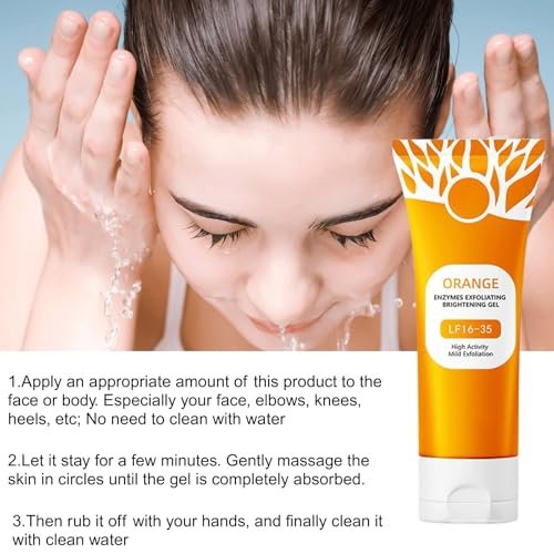 2Pcs Orange Exfoliating Gel Scrub for Face & Body - Deep Pore Cleansing Exfoliant to Remove Blackheads, Moisturizing & Gentle for All Skin Types Avelisse