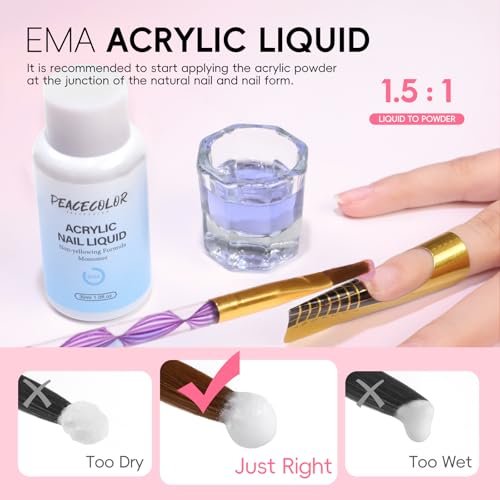 PEACECOLOR Acrylic Nail Kit with UV Light – 3 Pcs Acrylic Powder, Glitter Powder, Rhinestones – Complete Acrylic Set for Beginners, Gift for Women Avelisse