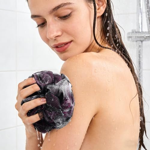 75g Large Loofah Bath Sponge Pouf - Exfoliating Body Scrubber Ball, Pack of 4 - Mixed Colors Avelisse
