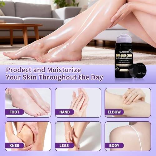 8-in-1 60% Urea Balm with 2% Salicylic Acid & Lavender - Maximum Strength Hand & Foot Stick for Rough, Dry, Thick & Cracked Skin, Callus Remover, Deep Hydration (75g) Avelisse
