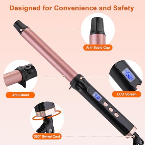 MCODON 1 Inch Curling Wand - Tourmaline Ceramic Barrel, Clamp-Free, Adjustable Temperature, Dual Voltage Professional Hair Curler for Medium to Long Hair Avelisse