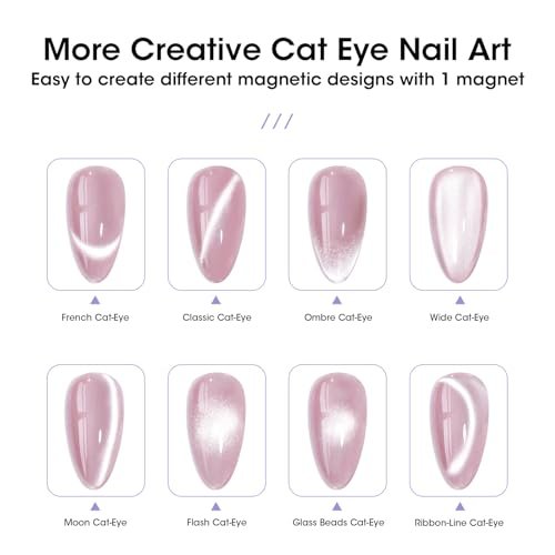 GELLEN Cat Eye Gel Nail Polish Silver - Magnetic White Cat Eye Gel Top Coat, Glitter Shimmer No Wipe Top Coat, Soak Off UV LED Nail Lamp Nail Art DIY Manicure 18ml - görsel 16