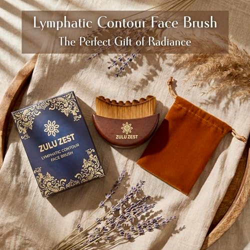 ZULU ZEST Face Brush Lymphatic Drainage Facial Contour Manual Massager – Wooden Handle Curved Bristle Sculpting Tool for Puffiness, Gua Sha Style, Soft Dry Brush, Light Brown - görsel 14