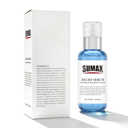 SUMAX Relief Serum - Face Serum with Centella + Hyaluronic Acid for Sensitive & Blemish-Prone Skin, Soothes Redness, Supports Skin Barrier, Lightweight Non-Sticky, 2.5 fl oz (75 mL) Avelisse