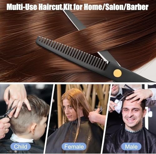 Professional Hair Cutting Scissors Set with Thinning Shears - Stainless Steel Barber Scissors for Men, Women, Kids, Salon & Home Use - görsel 14