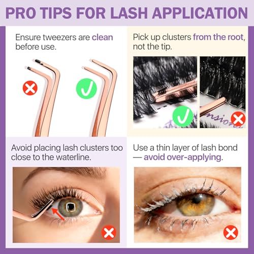 Burhhoi Fluffy Lash Cluster Kit 180D + 280D Mega Volume, 10–20mm Mixed Lengths, Thick Eyelash Extension Kit for Dramatic Glam Look, Soft Matte Black Lashes with Bond & Seal, Tweezers & Remover - görsel 14