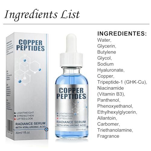 GHK-Cu Copper Peptide Serum with Hyaluronic Acid - Lightweight Deep Hydration Face Serum for Smooth & Plumping Feel Avelisse