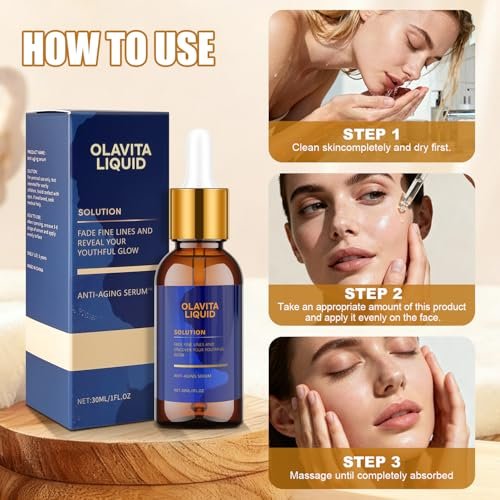 Olavita Liquid Anti-Aging Serum with Vitamin C & E - Diminishes Fine Lines & Wrinkles for Youthful Glow (2-Pack) - görsel 14