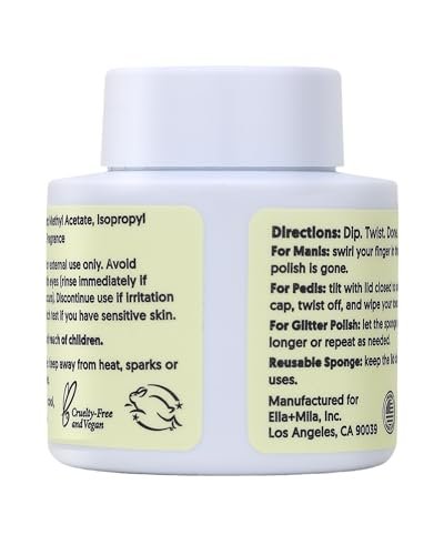 ella+mila Clean Break Non-Acetone Nail Polish Remover Pot - Gentle Acetone-Free Dip Jar for Fingers & Toes, Travel Size, Light Cotton Candy Scent (2 fl oz) - görsel 18