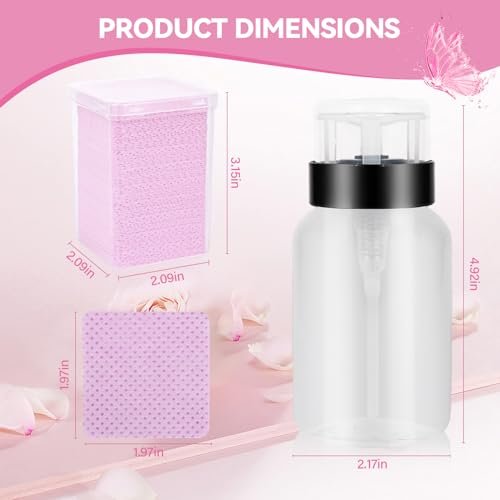 ShanySheny 600PCS Lint Free Nail Wipes with Dispenser & Empty Pump Bottle – Nail Polish Remover Wipes for Acetone & Lash Glue Cleaning - görsel 14