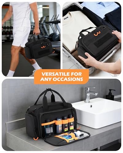 Prokva Tactical Travel Toiletry Bag for Men - Extra Large Dopp Kit Organizer with Dual Way Zippers, Black (Empty Bag) Avelisse