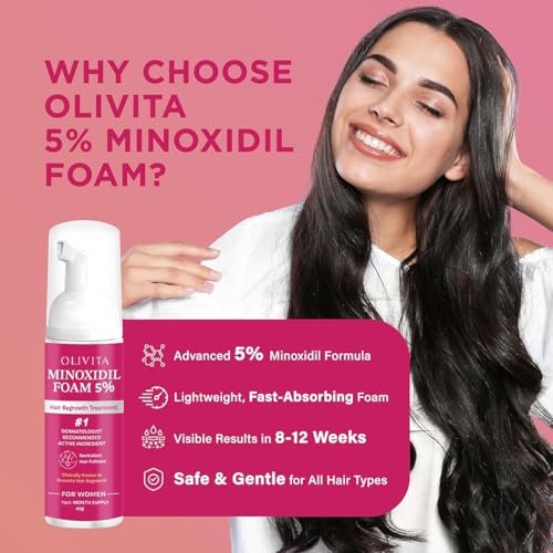5% Minoxidil Foam for Women Hair Growth | Extra Strength Hair Regrowth Treatment – Revitalize Hair Follicles & Regrow Thicker, Fuller Hair – Hair Loss Solution (2-Pack) Avelisse