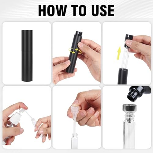 Sonfon 10ml Refillable Travel Perfume Spray Bottle - Portable Cologne Atomizer with 3 Transfer Tools, Leak-Proof - Travel Essentials for Men & Women, Matte Black - görsel 12