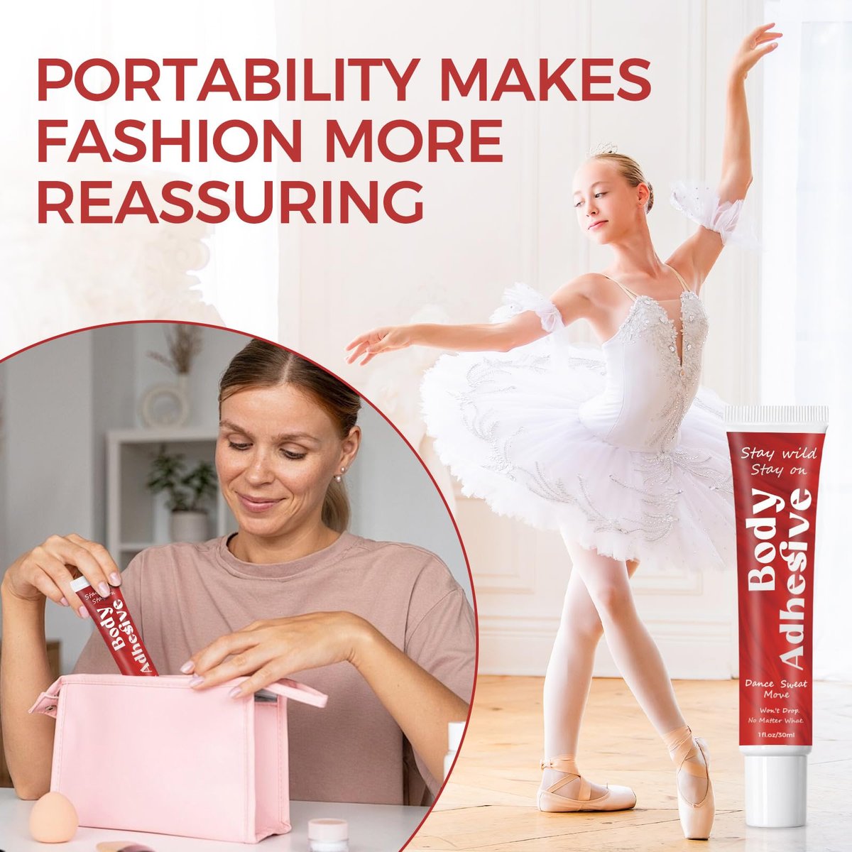 Body Glue Adhesive for Clothes and Skin – Liquid Butt Adhesive for Dancers, Fashion Tape Alternative for Low-Cut Styles, Bras, Wigs, Stockings, and Costumes Avelisse