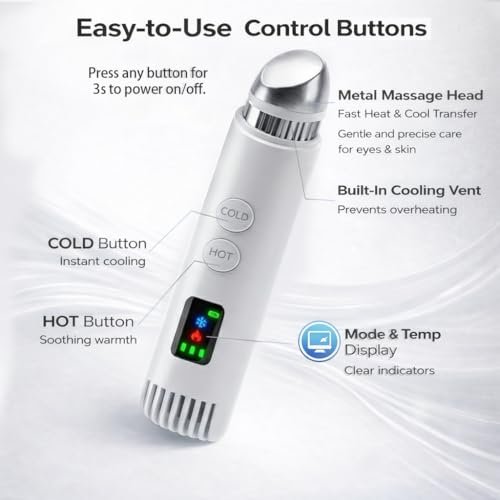 2-in-1 Cold & Warm Depuffing Wand for Face & Eyes – Adjustable Temperature Facial Massager for Puffiness, Dark Circles & Radiant Skin Avelisse