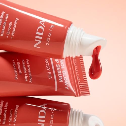 NIDA Retinol Glowy Lip Serum - Hydrating & Plumping Lip Care for Glossy, Nourished Lips (0.25 oz, 7g) - Sheer Rosy Fig Avelisse