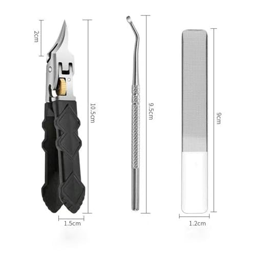 Black Anti-Slip Grip Gear Lock Nail Clipper - Precision Stainless Steel for Thick & Ingrown Nails Avelisse