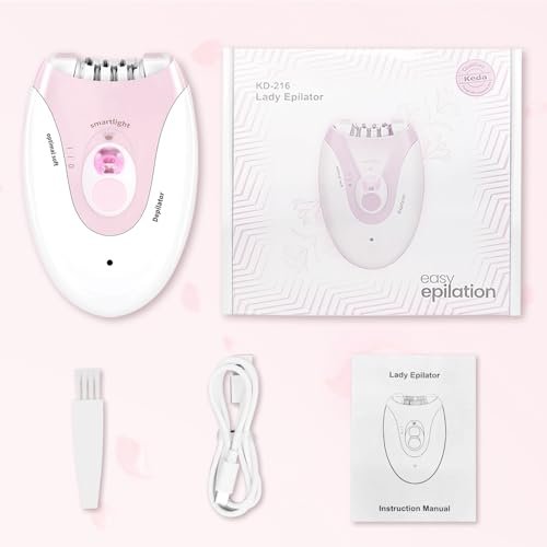 MIRAIWATIMO Epilator for Women - 2 Speeds Smooth Skin Face Epilators with LED, Cordless Electric Hair Remover for Armpit, Leg, Bikini Area, Arm, Facial Hair Removal (Pink) Avelisse