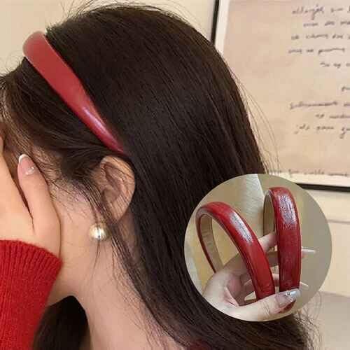 NexusPulse 2-Pack Red Patent Leather Wide Sponge Headbands – Non-Slip Retro Hair Accessories for Women - görsel 6
