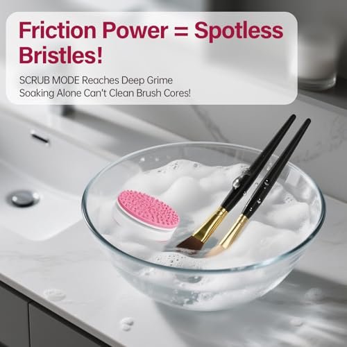 Norate Electric Makeup Brush Cleaner Machine & Deep Cleaning Solution Set – Automatic Spinning Washer with Cruelty-Free Shampoo for Quick Residue Removal, Ideal Gift for Women & Makeup Lovers (Pink) Avelisse