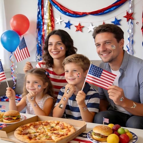 250th Anniversary USA Temporary Tattoos – 15 Sheets, 250 Years American Flag Tattoos, 60 Styles, 1776-2026 4th of July Decorations - görsel 18