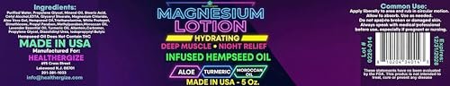 Magnesium Lotion for Sleep, Cramps & Muscle Soreness with Hemp, Turmeric & Moroccan Oil – Deep Soothing Night Muscle Cream – Moisturizing Body Cream for Relaxation – Made in USA Avelisse