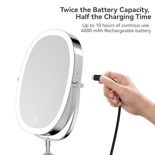 9" Lighted Makeup Mirror with Magnification, Height Adjustable Vanity Mirror, Rechargeable Makeup Mirror with Lights - 3 Modes, 360° Swivel Double Sided 7x Magnifying Mirror, Mothers Day Gifts for Mom Avelisse