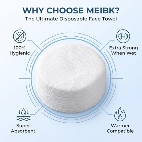 MEIBK Disposable Face Towel - Portable Compressed Hot Towel, Cotton, 80-Pack Avelisse