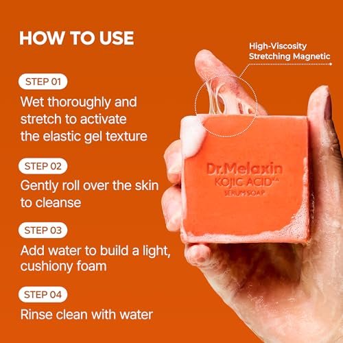 Dr.Melaxin Kojic Acid Turmeric Serum Soap with Niacinamide - Tone Care Cleansing Bar for Uneven Skin Tone & Dark Spots, 3 Botanical Oils for Deep Cleansing, Facial & Body Soap - görsel 12