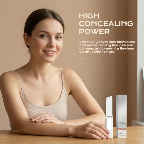 ROVLET Blanc Cover Cream Stick V - Color Changing Foundation Stick with Volufiline, Hydrating Concealer Base Makeup, Dual-Ended with Built-in Brush, Portable for Daily Use (Natural) Avelisse
