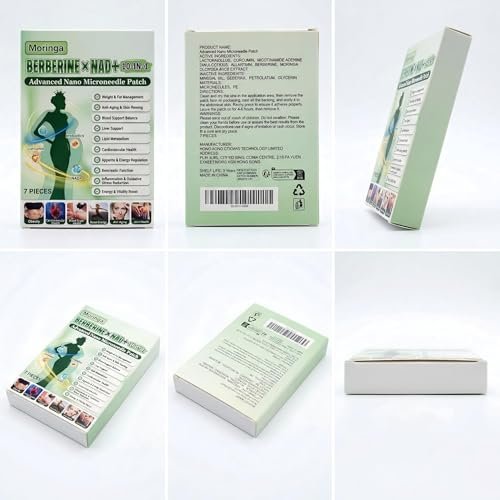 Spetime Berberine Patches Moringa 10-In-1 Advanced Nano Microdarts Patch - Firms Skin, Natural Ingredients, 3 Box Pack Avelisse