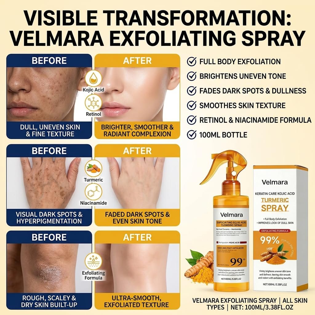 Exfoliating Turmeric Spray with Keratin Care Acid - 2026 New Korean Skincare Peeling Solution for All Skin Types (6-Pack) Avelisse
